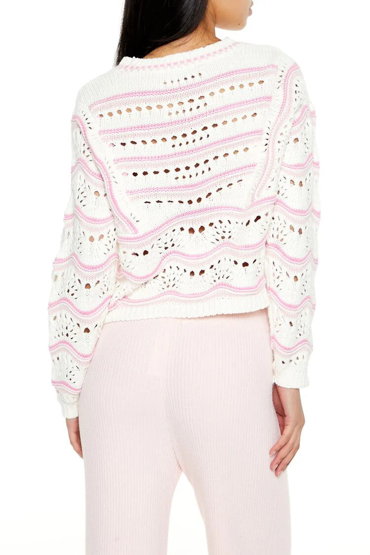 Cropped Open-Knit Sweater - Image 5