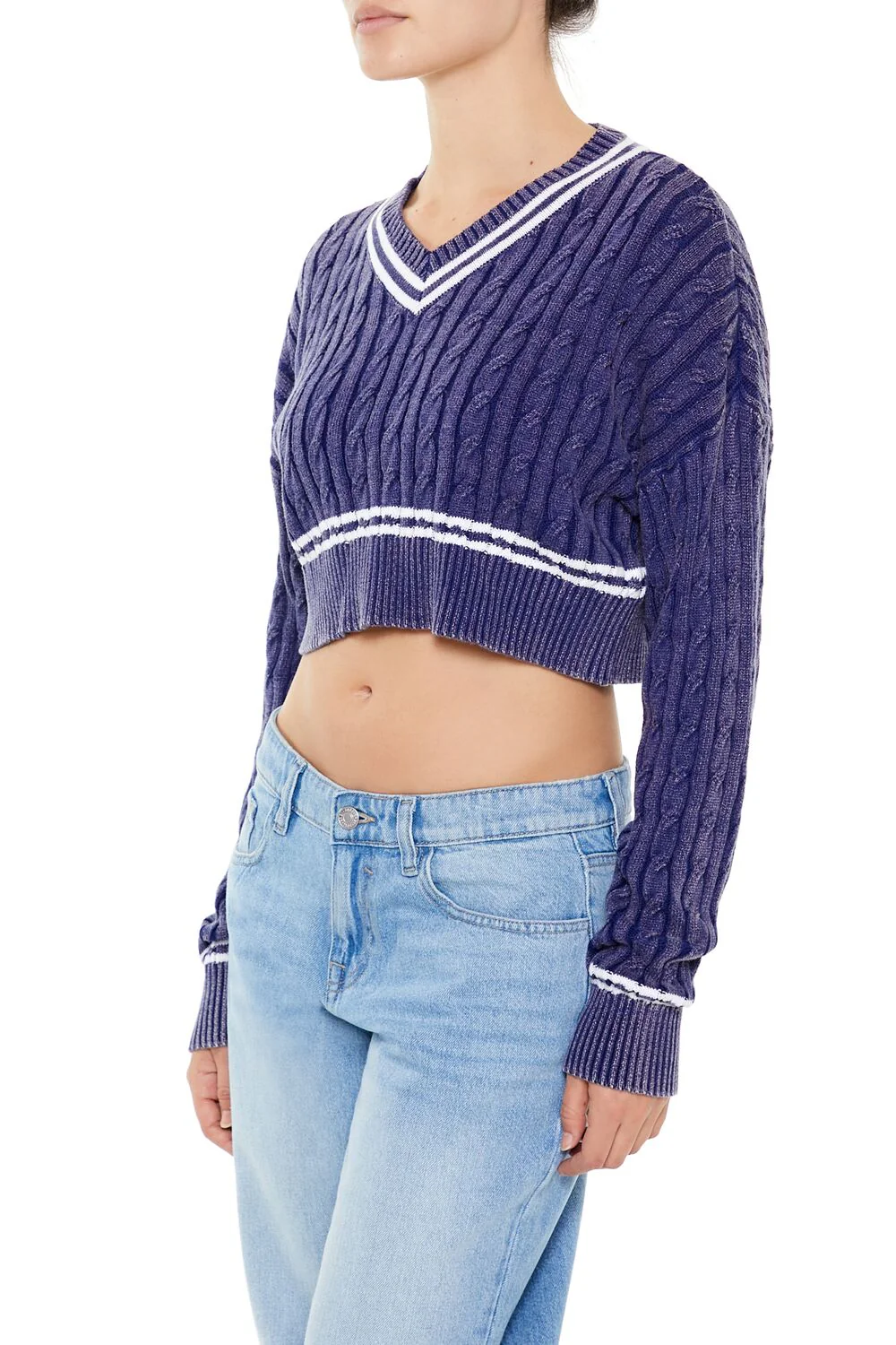 Cropped Varsity-Striped Sweater - Image 4