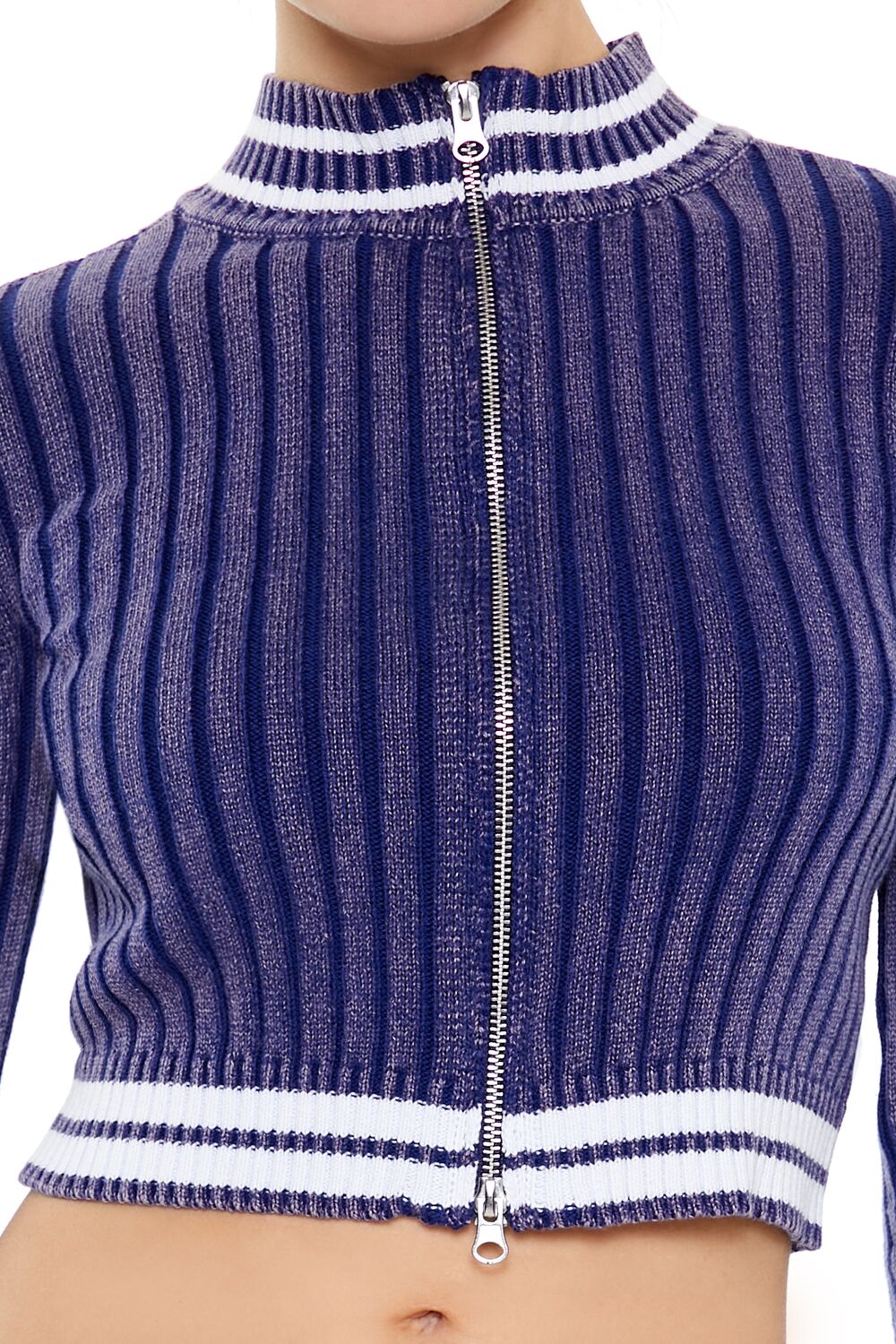 Varsity-Striped Zip-Up Sweater - Image 3