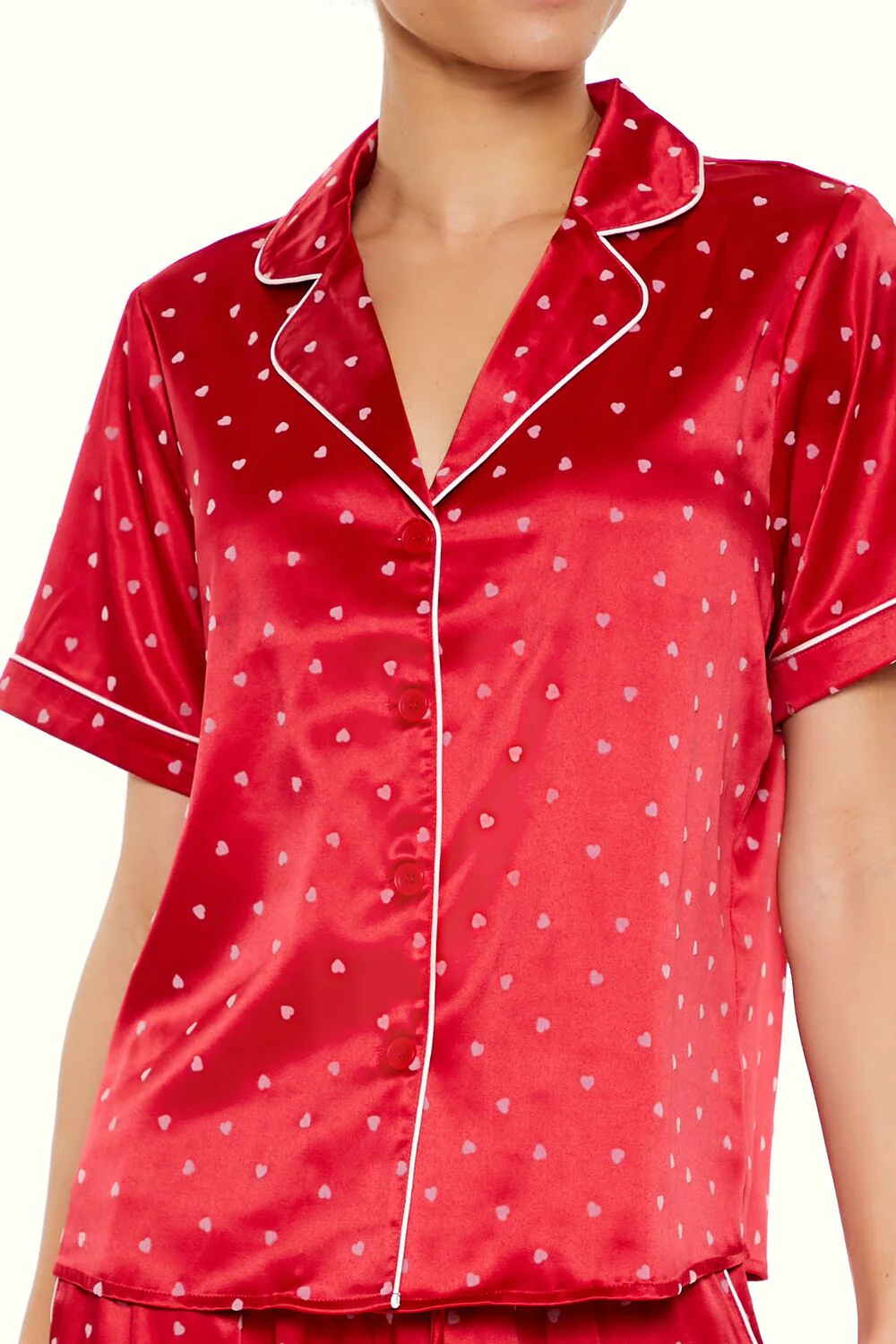 Heart Print Pajama Shirt & Pants Set - Image 3