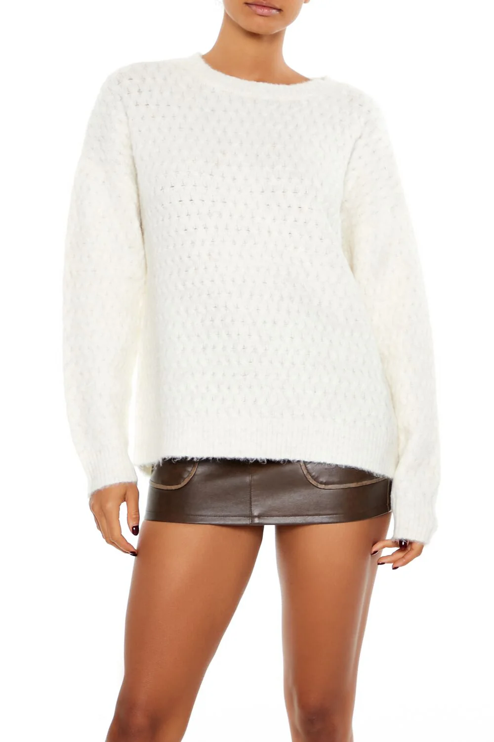 Fuzzy Textured Knit Sweater - Image 2