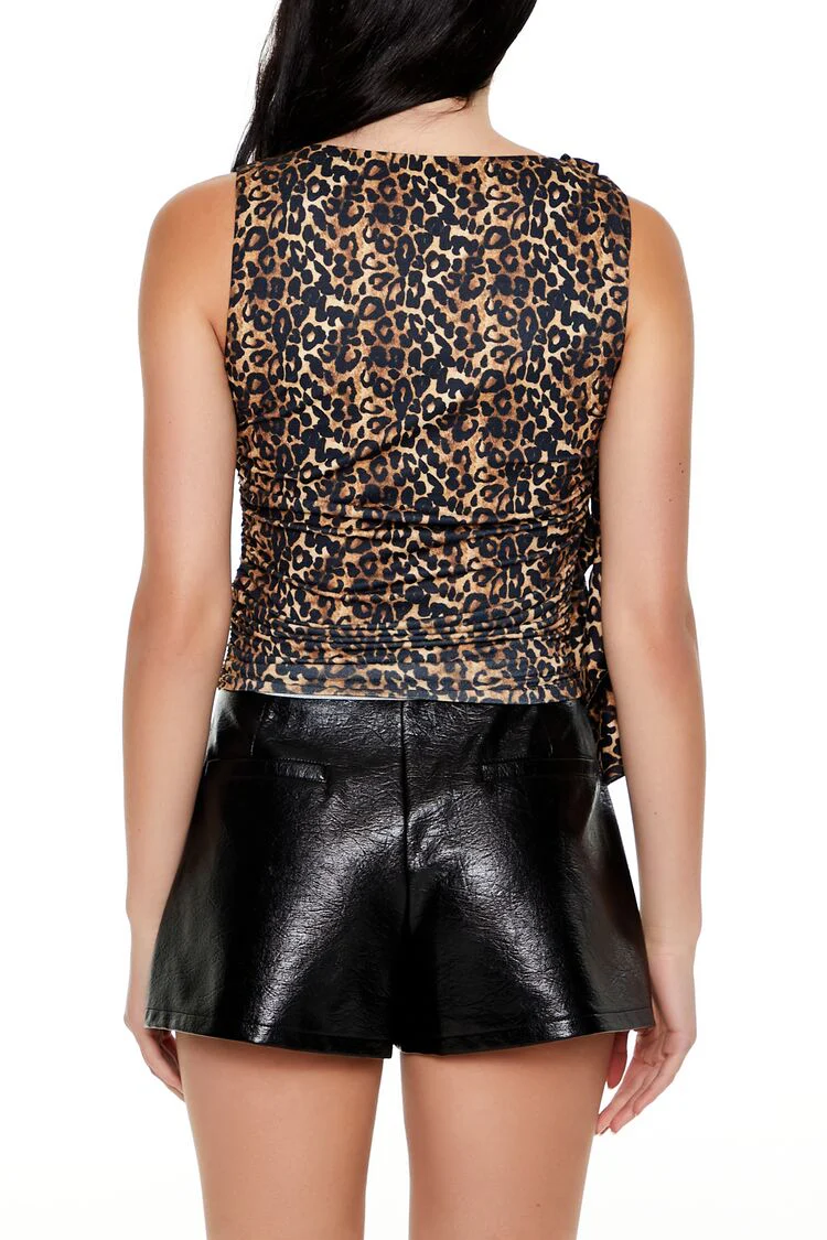 Leopard Ruffle Cropped Tank Top - Image 5