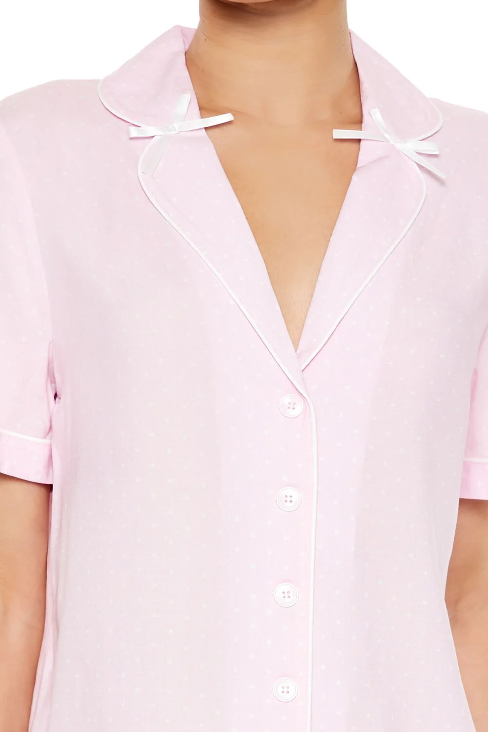 Piped-Trim Pajama Shirt & Shorts - Image 3