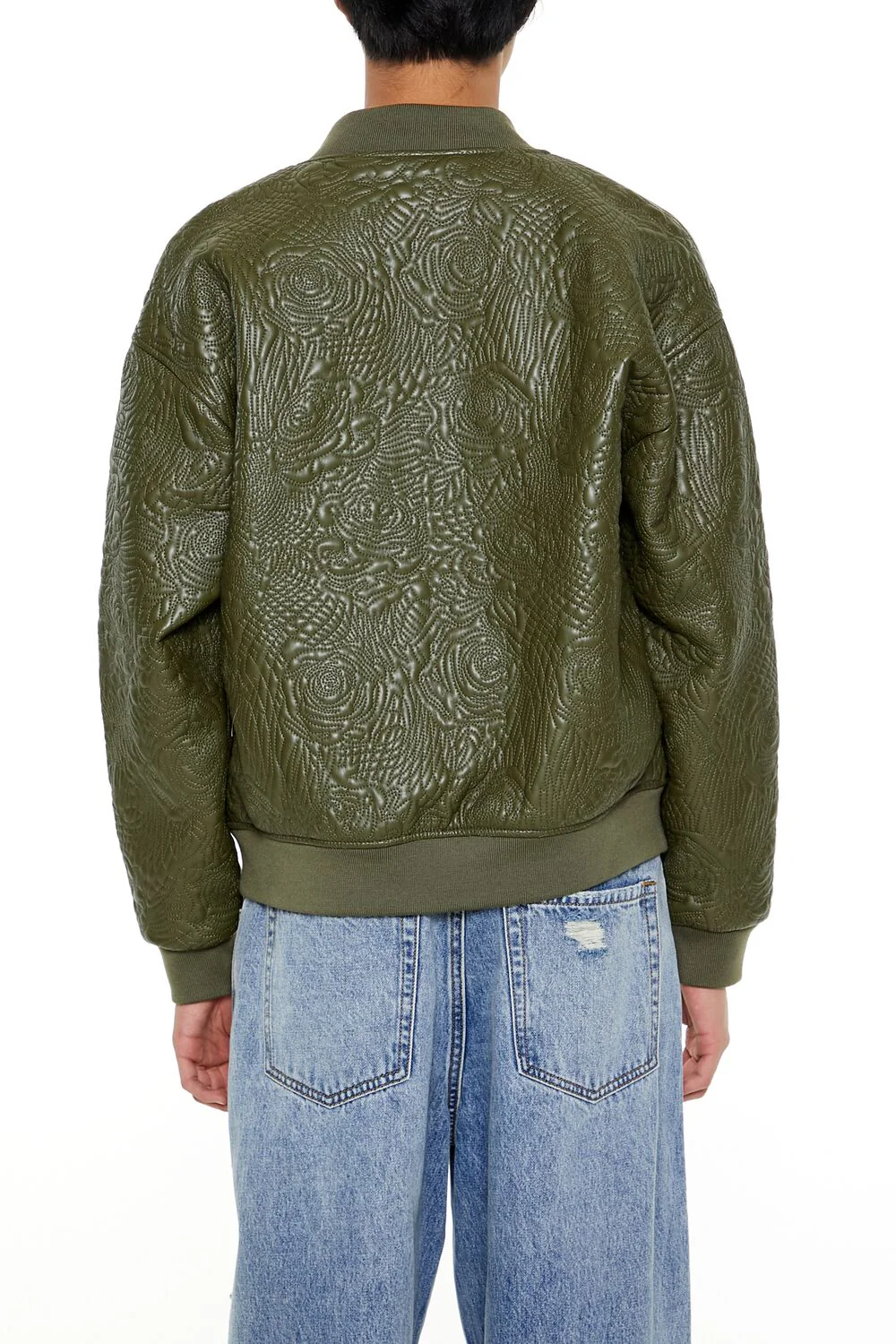 Embossed Rose Bomber Jacket - Image 10