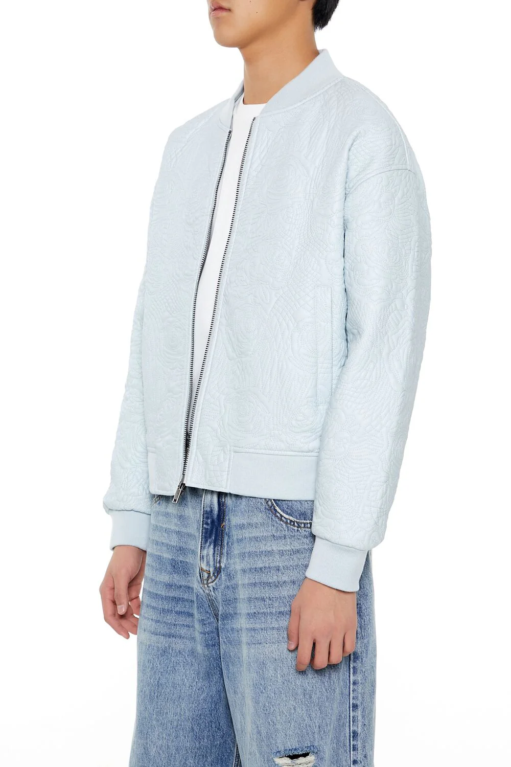 Embossed Rose Bomber Jacket - Image 4