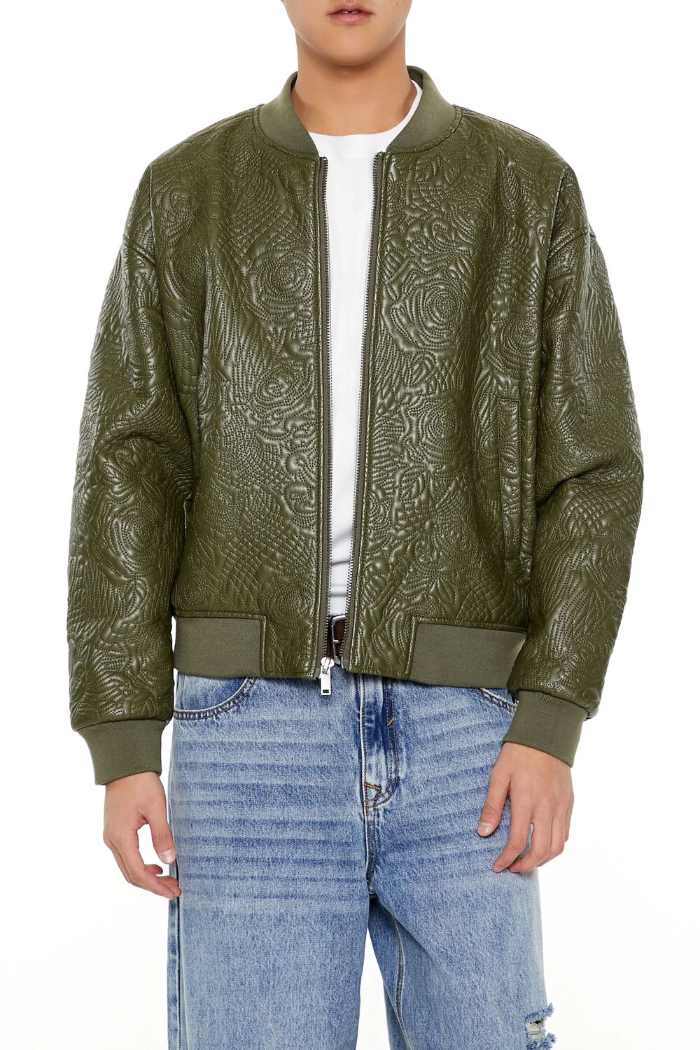Embossed Rose Bomber Jacket - Image 6