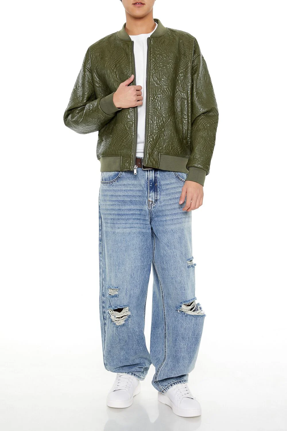 Embossed Rose Bomber Jacket - Image 7