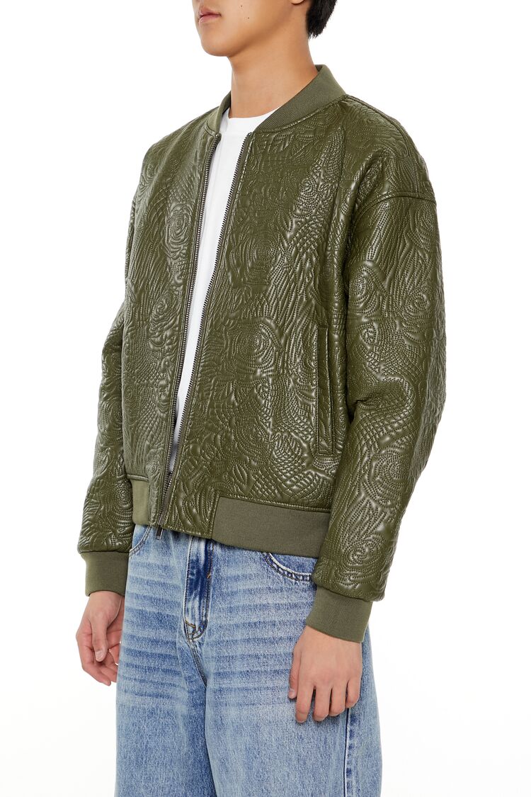 Embossed Rose Bomber Jacket - Image 9