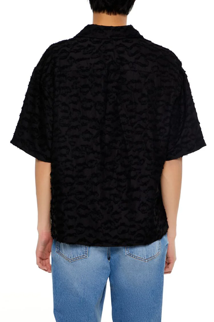 Frayed Jacquard Cuban Collar Shirt - Image 5