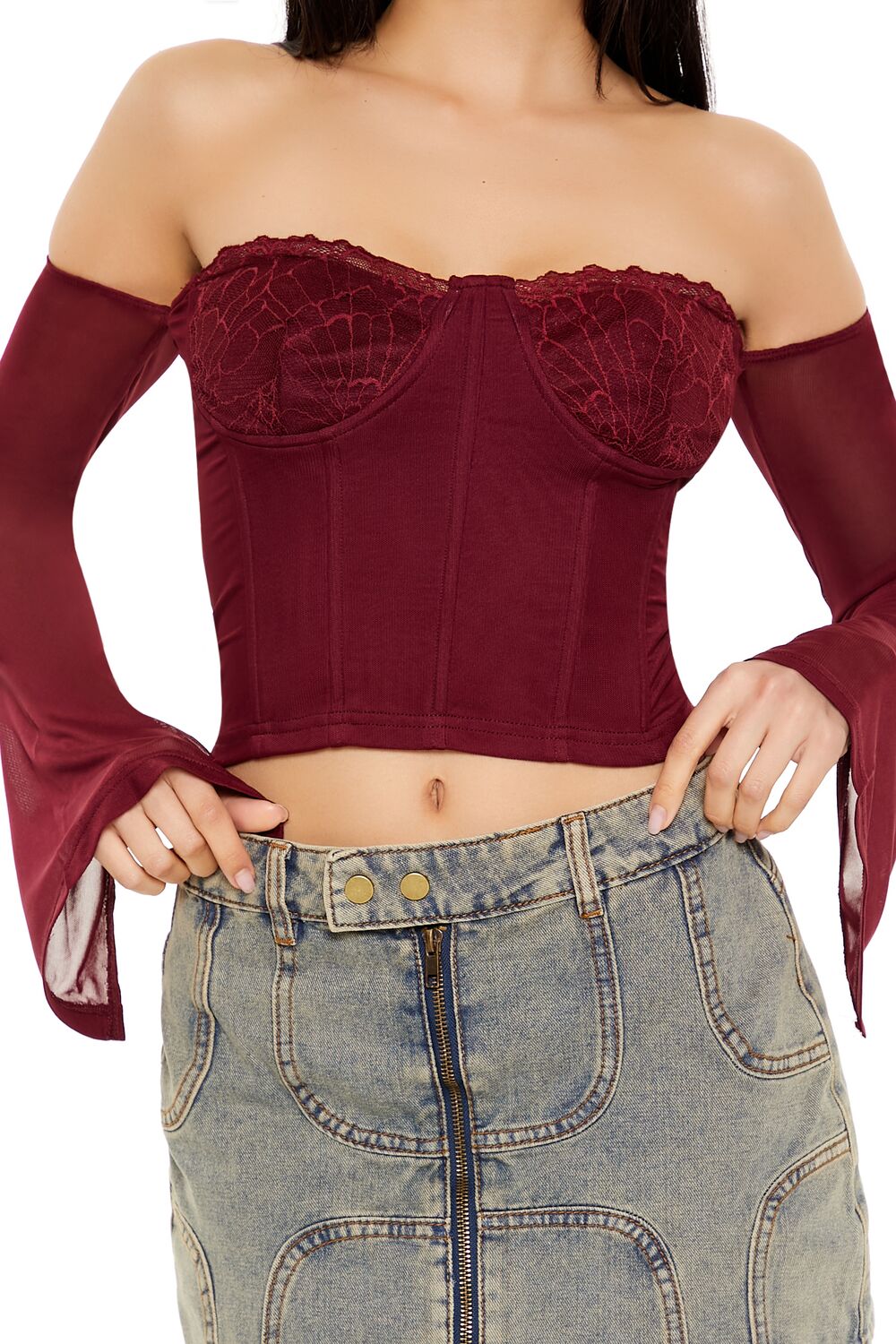 Off-the-Shoulder Bustier Crop Top - Image 3