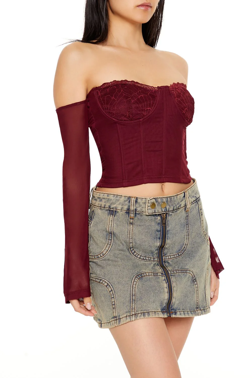 Off-the-Shoulder Bustier Crop Top - Image 4