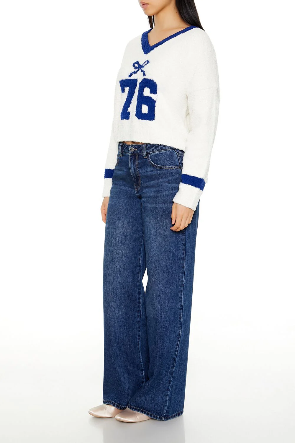 Heart Bow Mid-Rise Baggy Jeans - Image 3