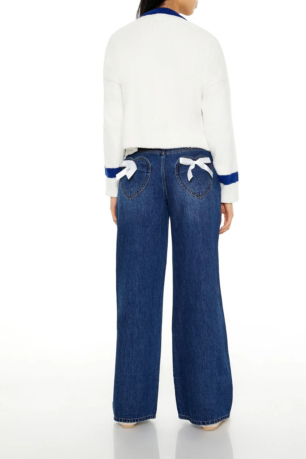 Heart Bow Mid-Rise Baggy Jeans - Image 4