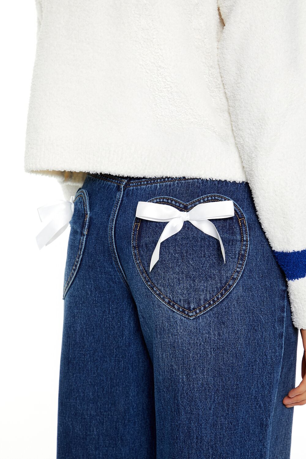 Heart Bow Mid-Rise Baggy Jeans - Image 5