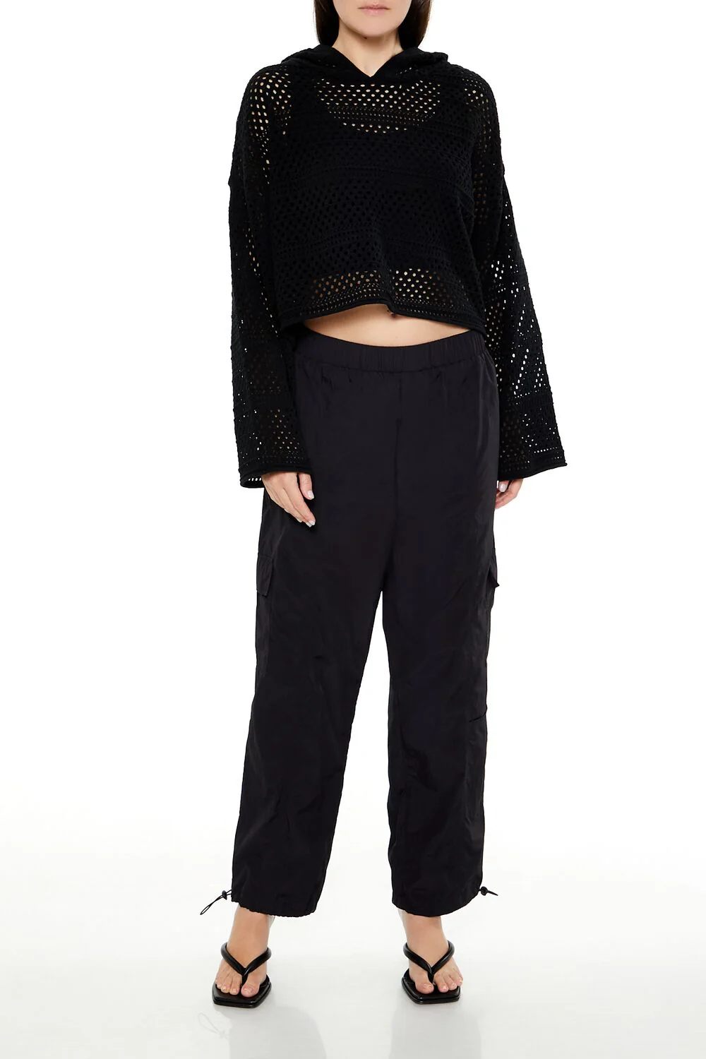 Netted Cropped Hoodie - Image 2
