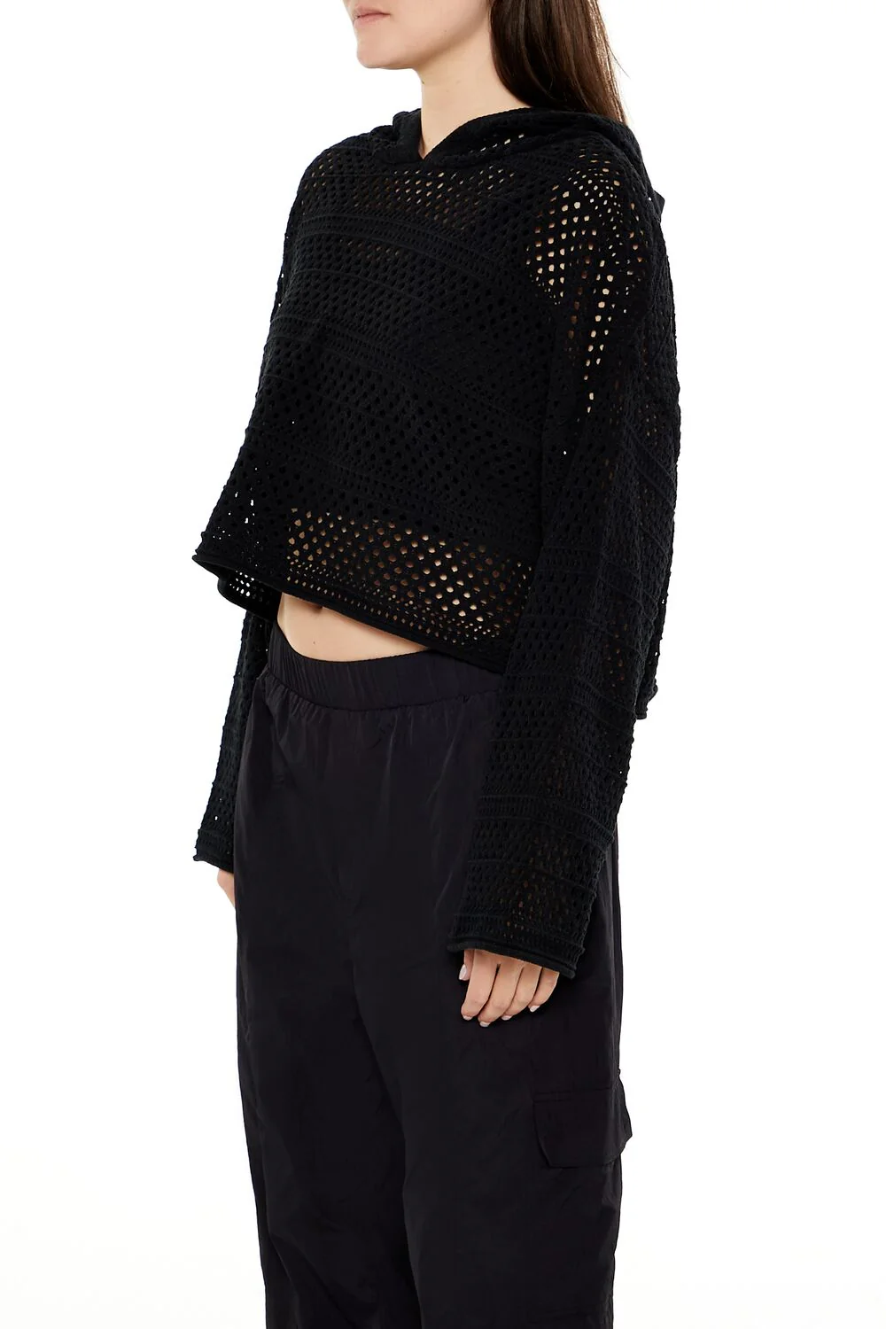 Netted Cropped Hoodie - Image 4