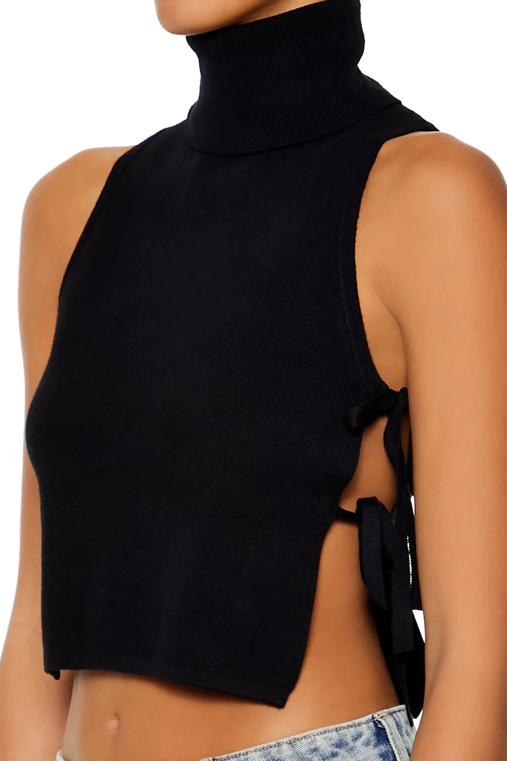 Sweater-Knit Open-Side Crop Top - Image 3