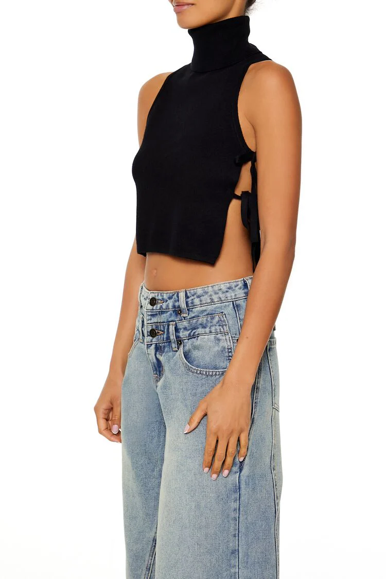 Sweater-Knit Open-Side Crop Top - Image 4