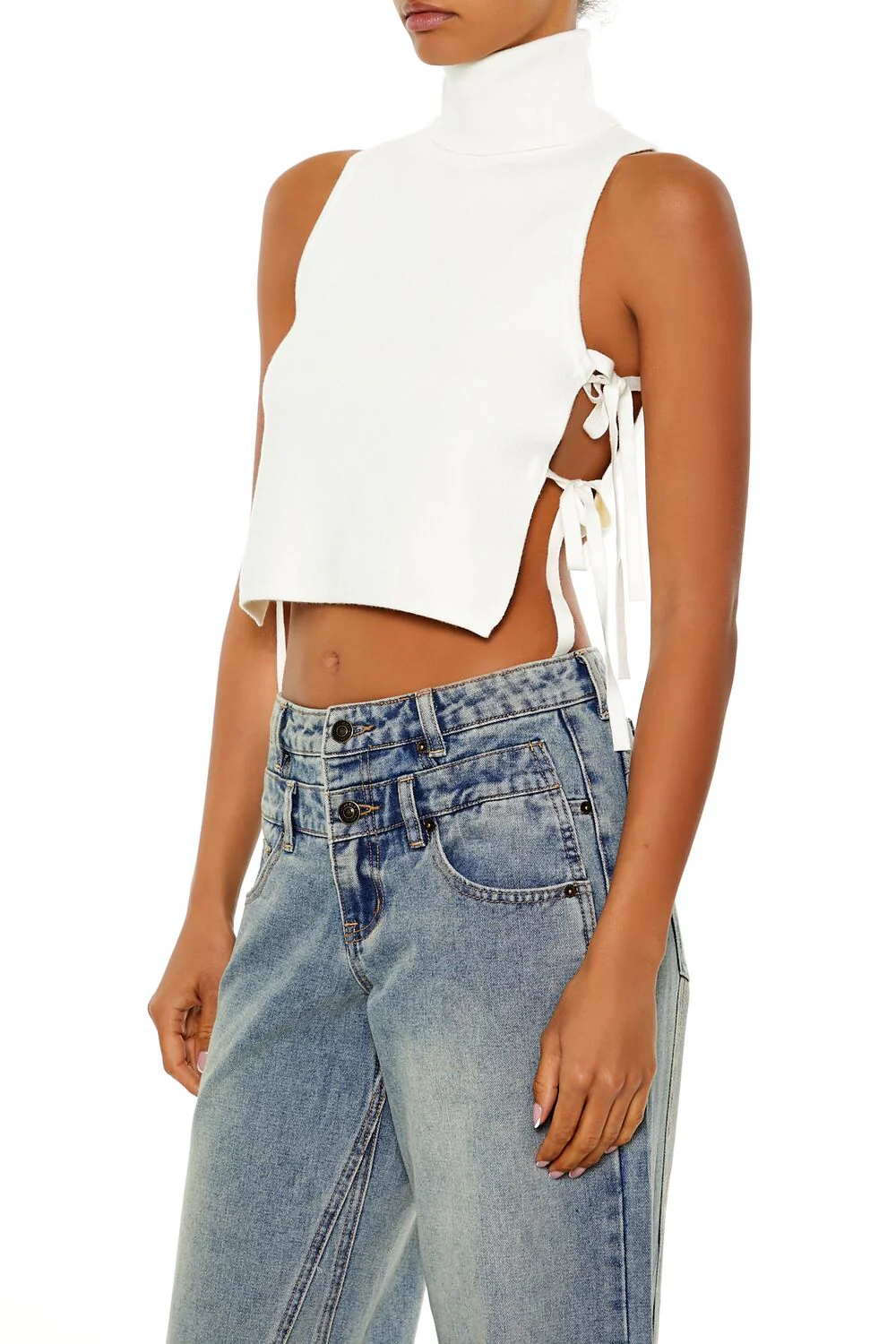 Sweater-Knit Open-Side Crop Top - Image 9