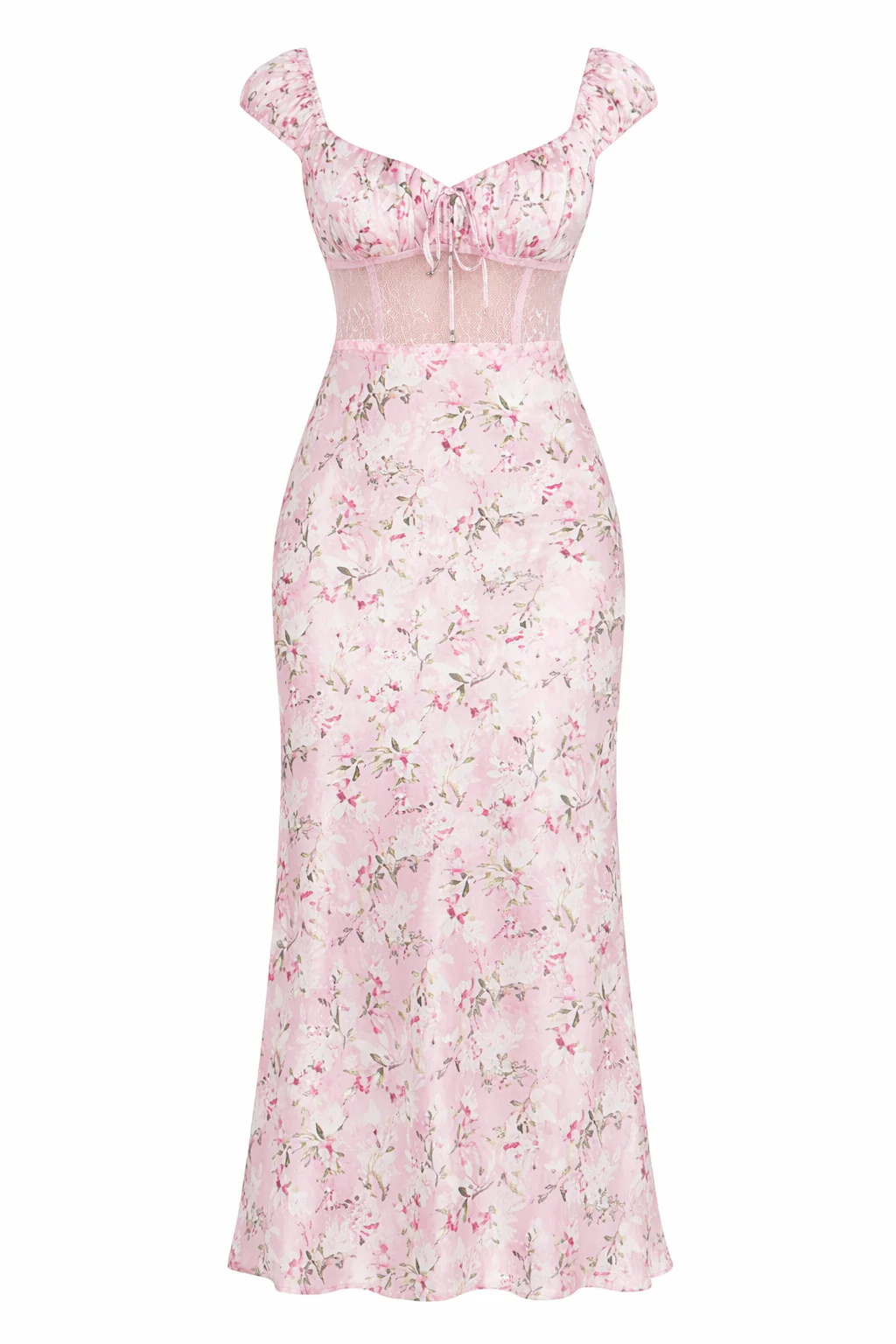 Lace-Trim Satin Floral Maxi Dress - Image 5