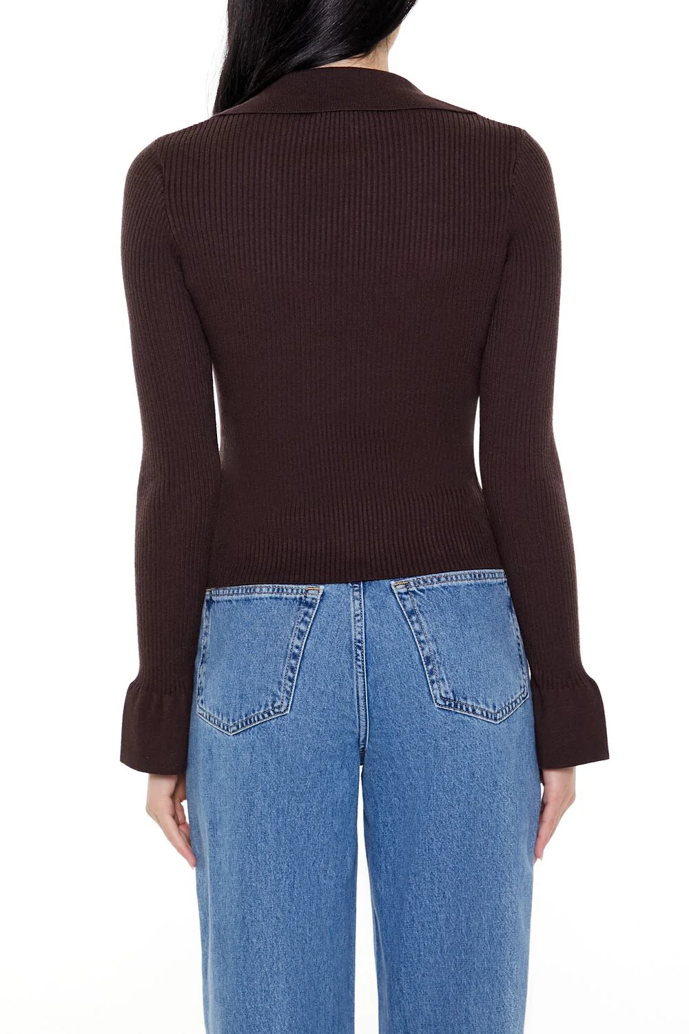 Ribbed Split-Hem Cardigan Sweater - Image 5