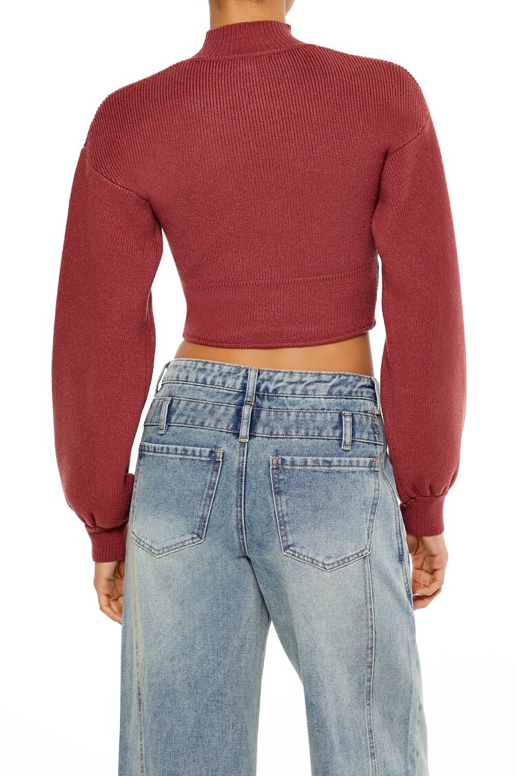 Mock Neck Cropped Sweater - Image 4