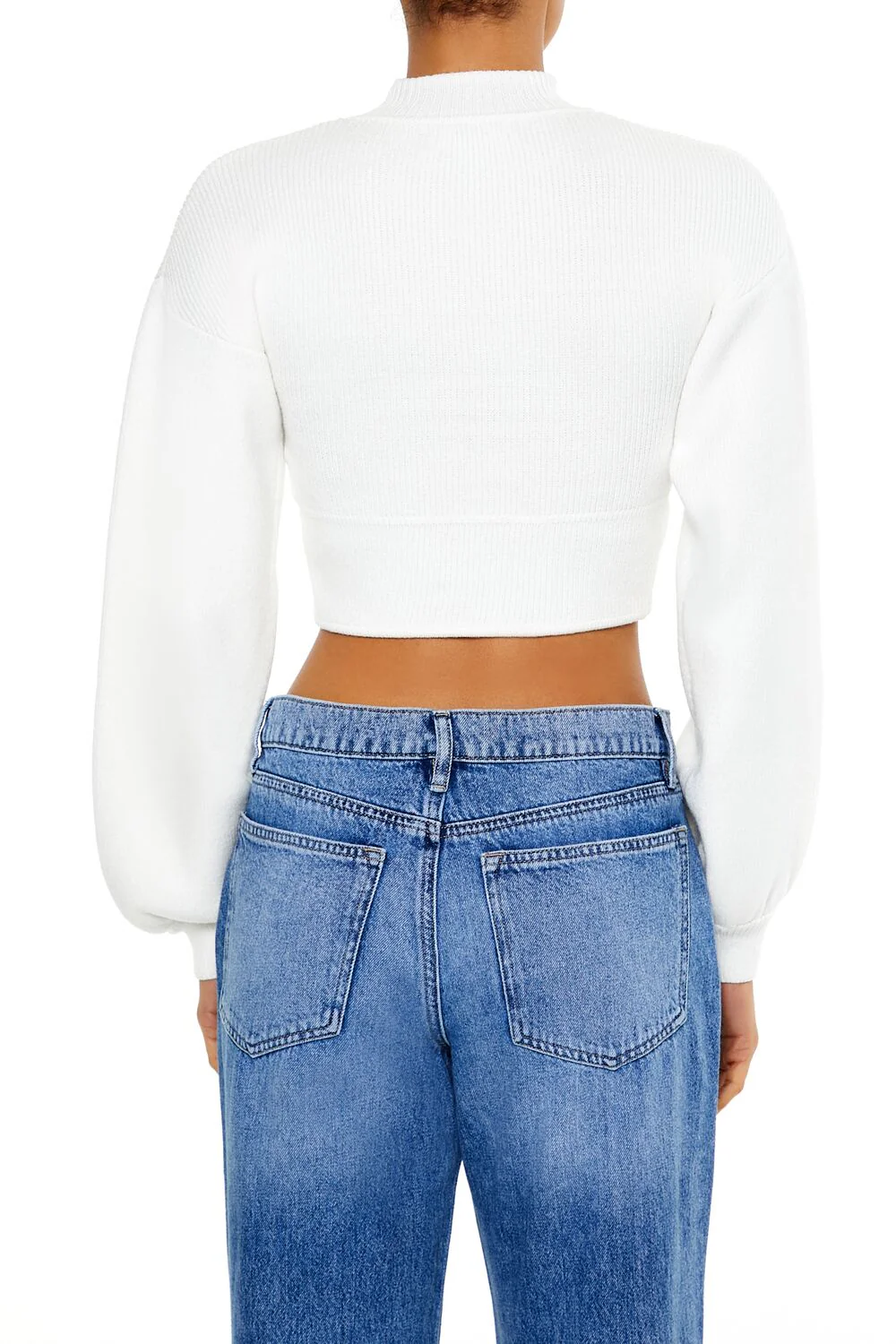 Mock Neck Cropped Sweater - Image 9