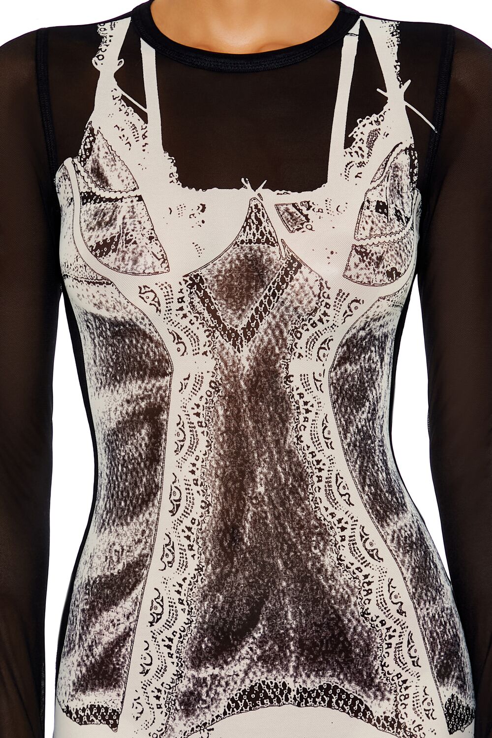 Mesh Garter Graphic Mini Dress - Image 5