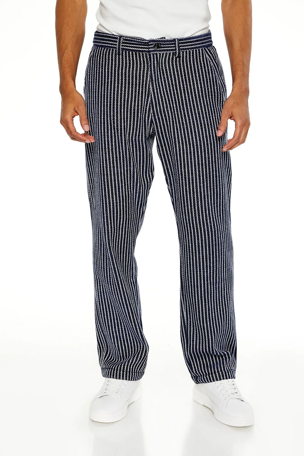 Textured Striped Straight Pants - Image 2