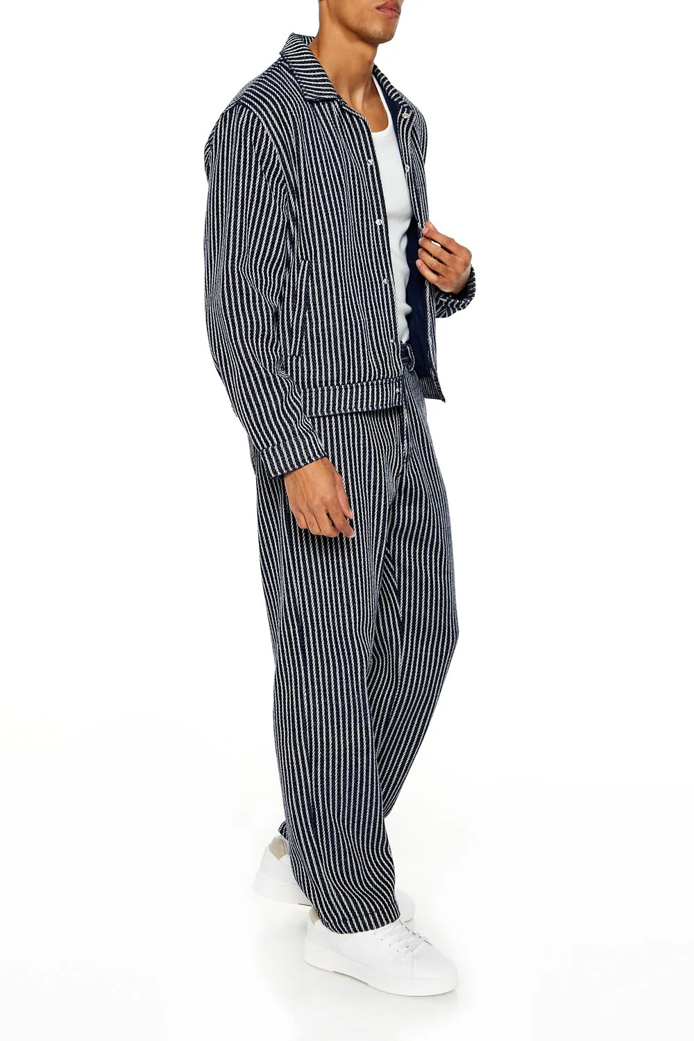 Textured Striped Straight Pants - Image 3