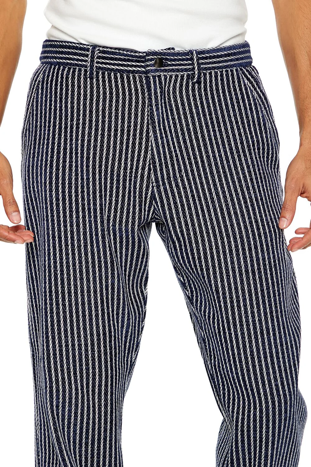 Textured Striped Straight Pants - Image 5