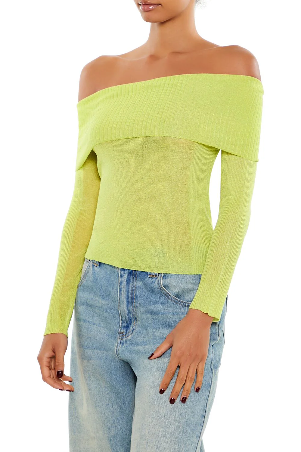 Foldover Off-the-Shoulder Sweater - Image 9