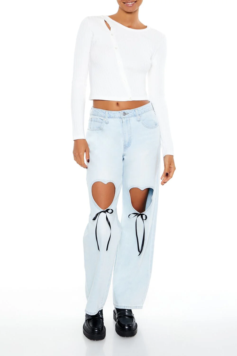 Cropped Button-Front Sweater - Image 2