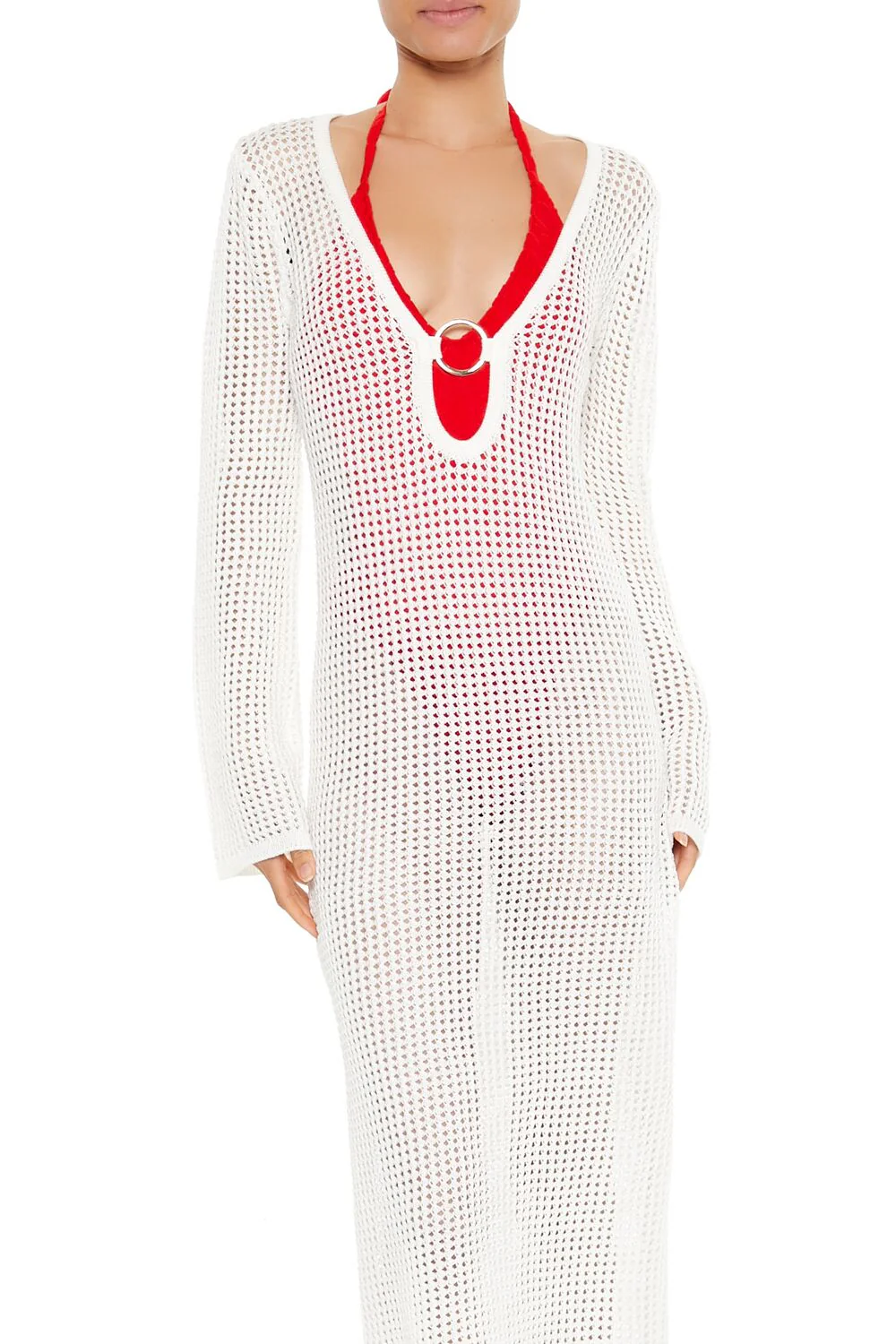 Crochet O-Ring Swim Cover-Up Maxi Dress - Image 2