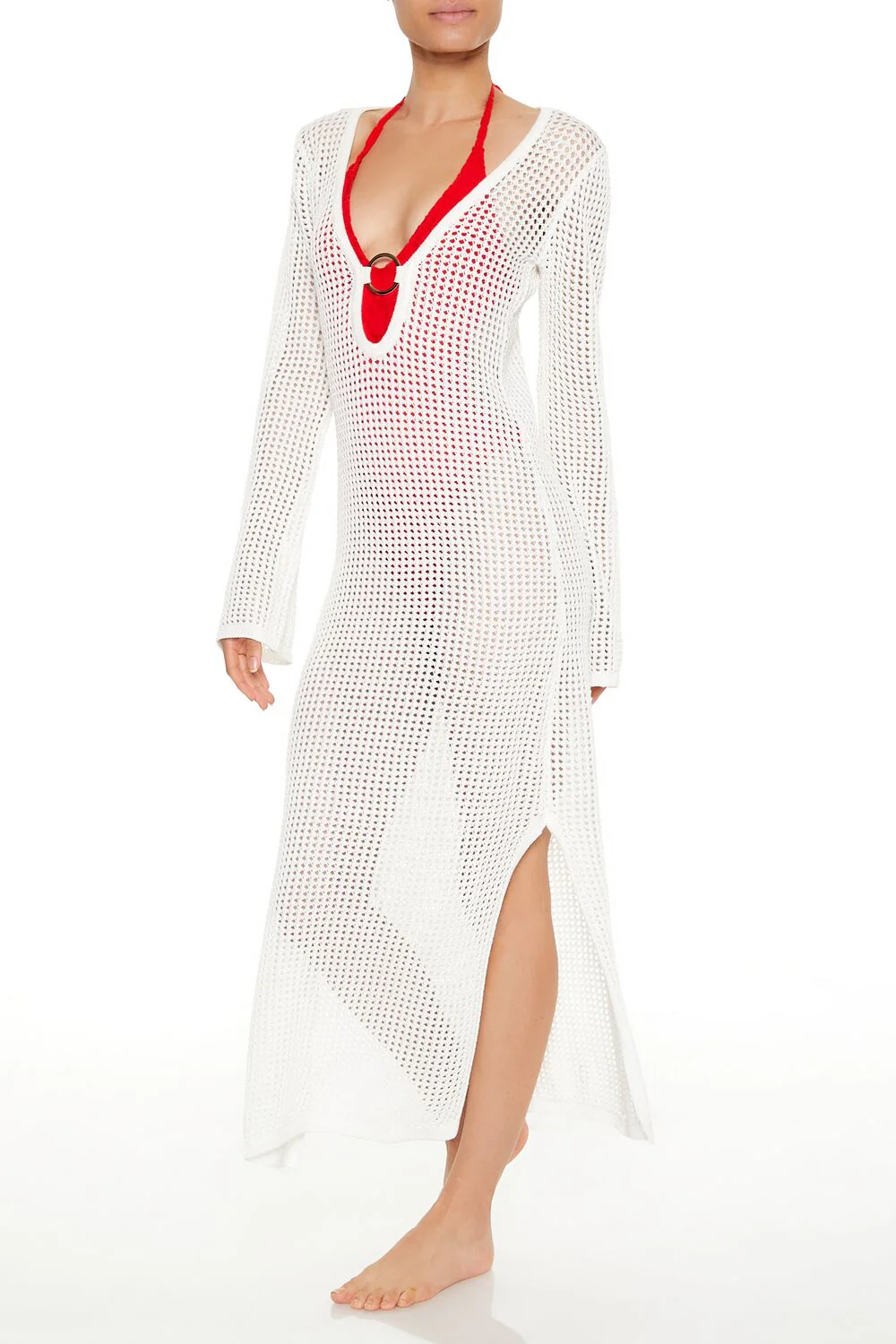 Crochet O-Ring Swim Cover-Up Maxi Dress - Image 3