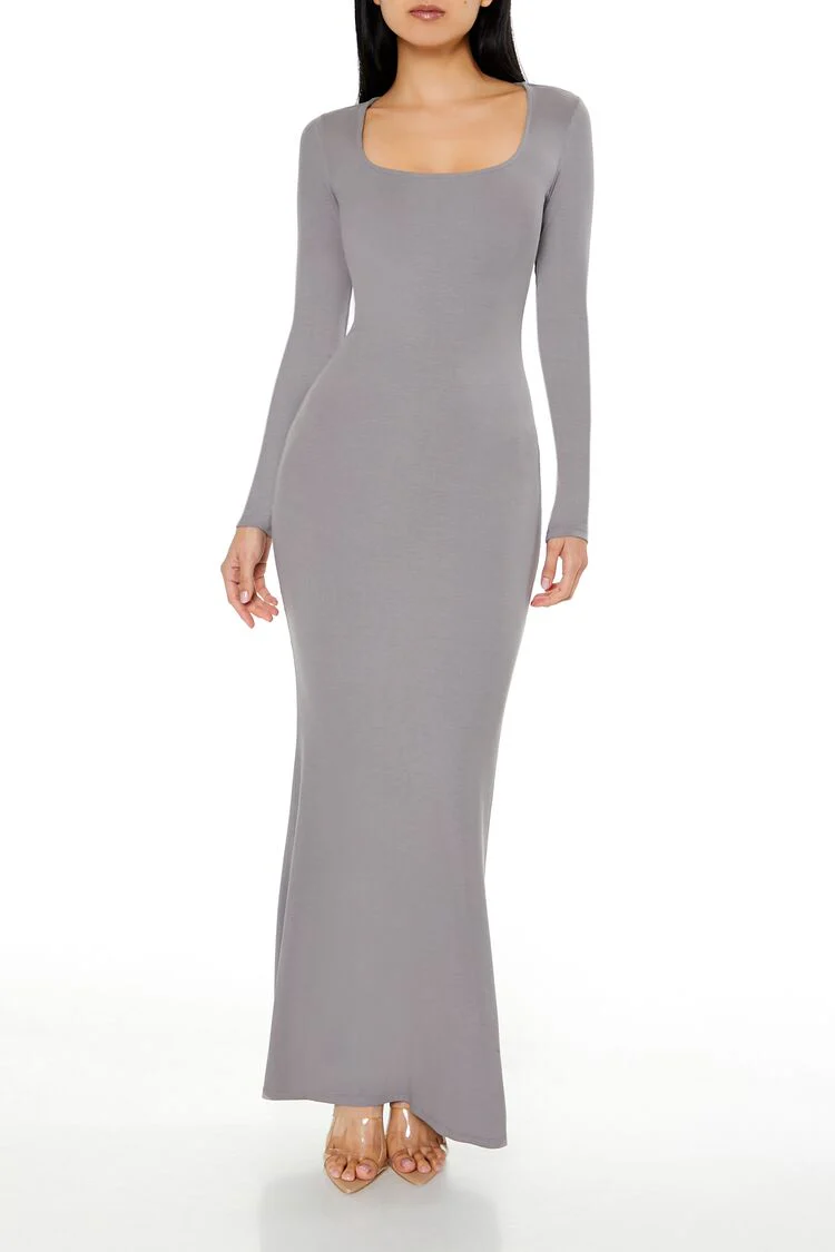Ribbed Knit Square-Neck Maxi Dress - Image 10