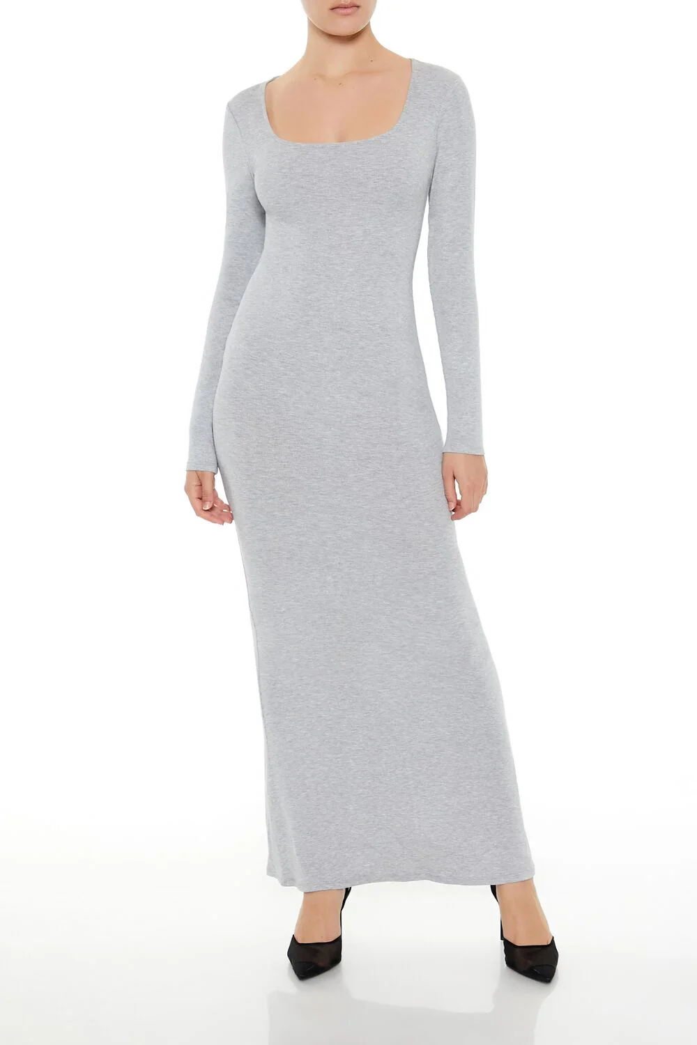 Ribbed Knit Square-Neck Maxi Dress - Image 15