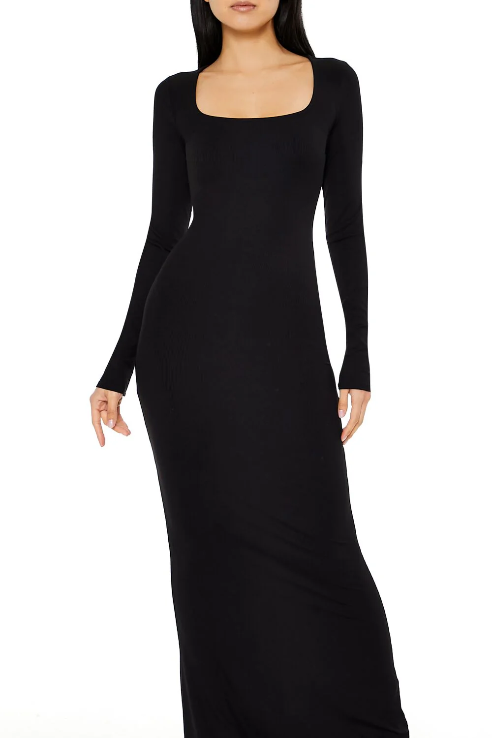 Ribbed Knit Square-Neck Maxi Dress - Image 2