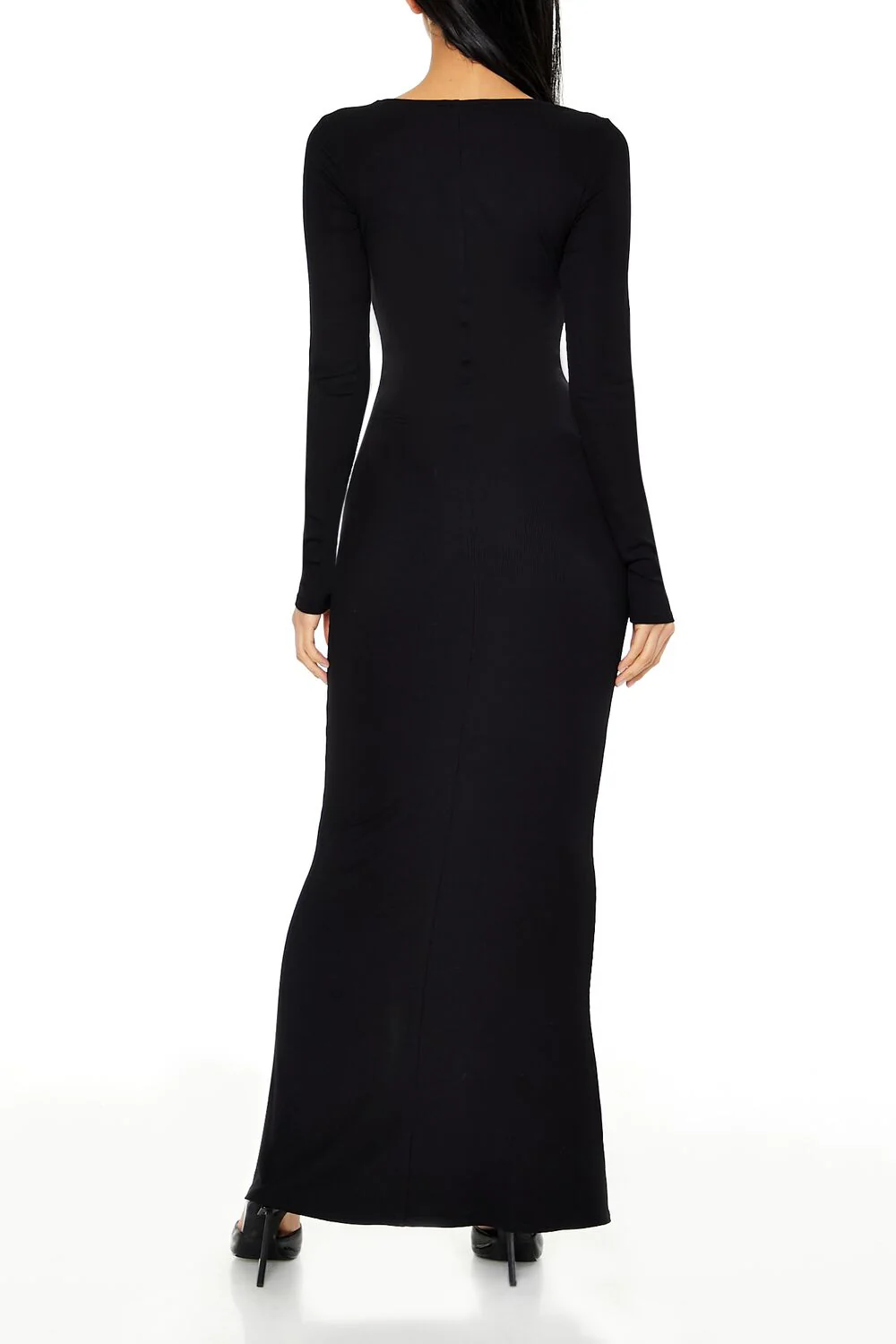 Ribbed Knit Square-Neck Maxi Dress - Image 4