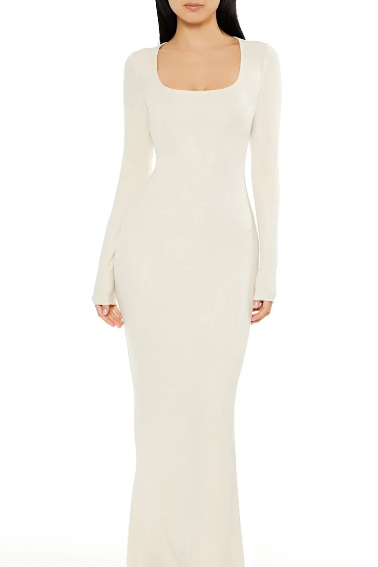 Ribbed Knit Square-Neck Maxi Dress - Image 6
