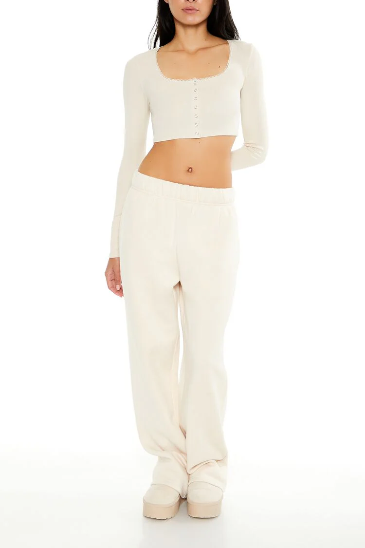 Square-Neck Cropped Henley Tee - Image 7