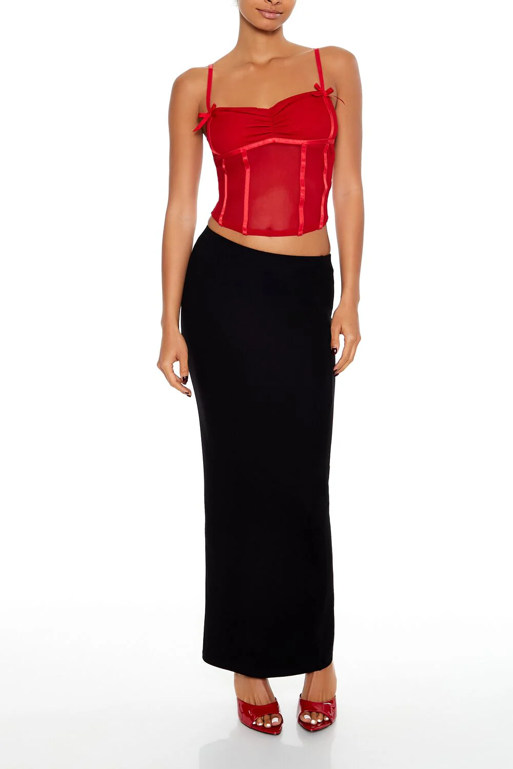 Satin-Trim Sheer Mesh Cami - Image 2