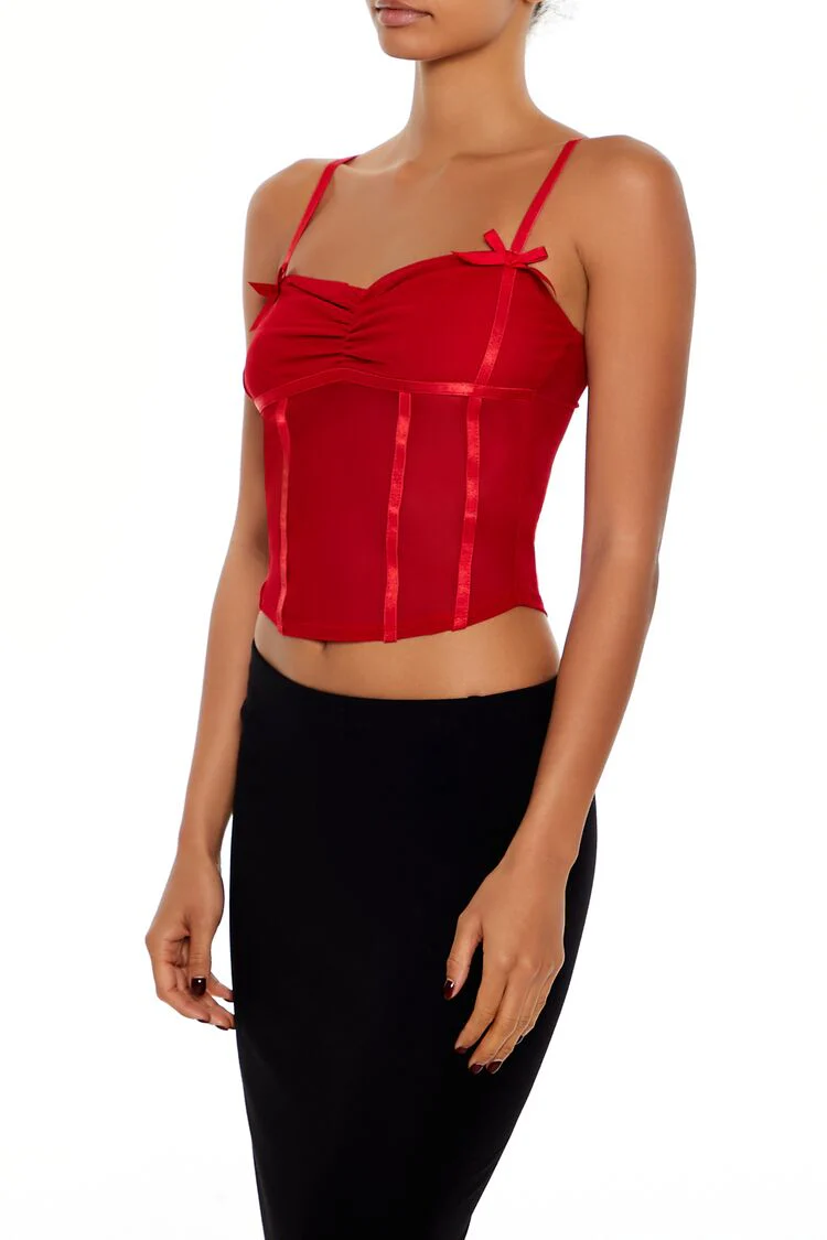Satin-Trim Sheer Mesh Cami - Image 4