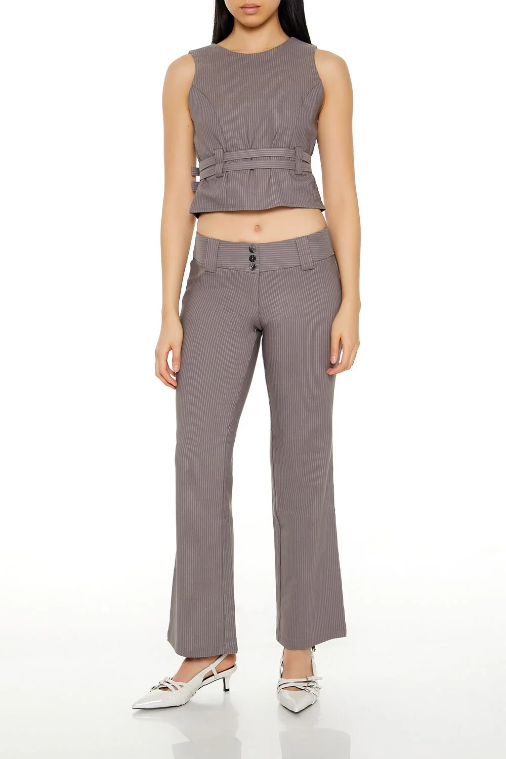 Buckled Pinstriped Crop Top - Image 2