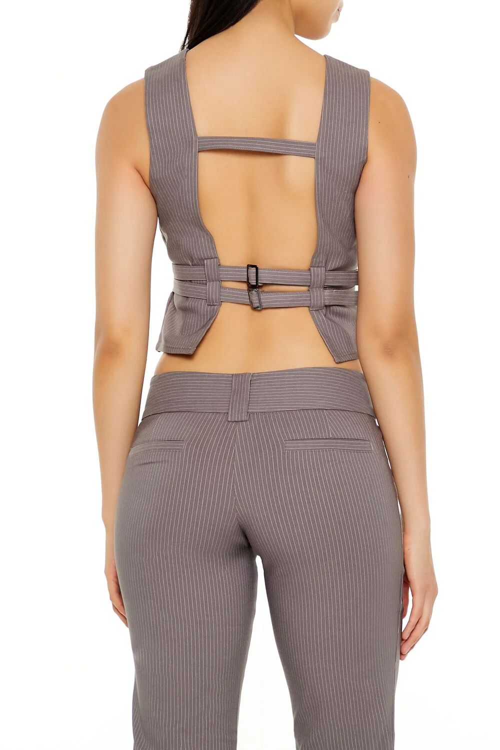 Buckled Pinstriped Crop Top - Image 5