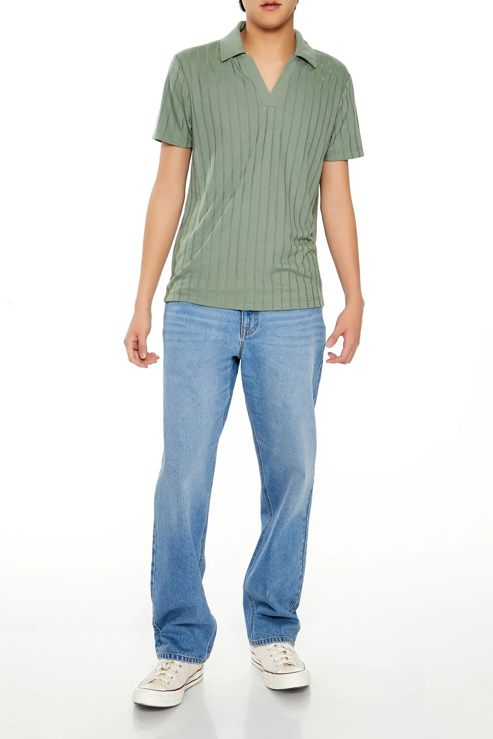 Striped Split-Neck Polo Shirt - Image 2