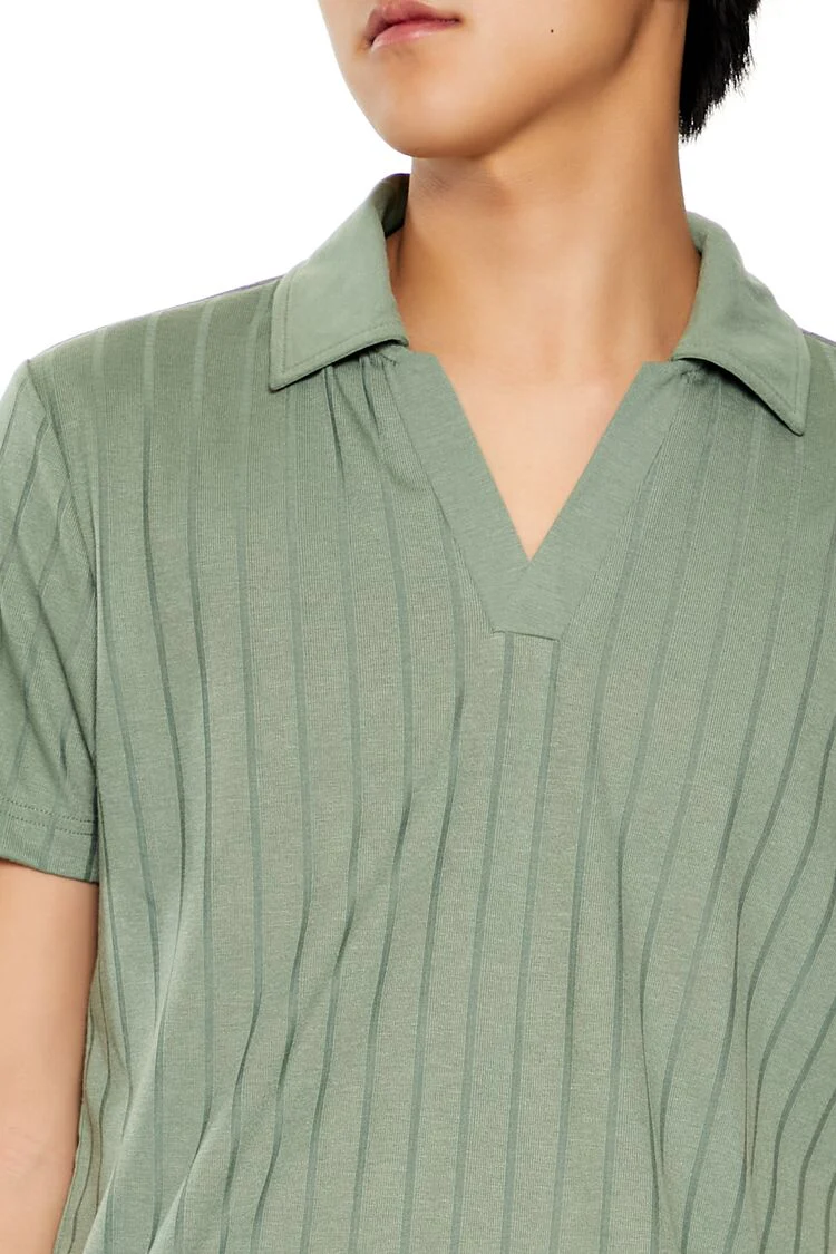 Striped Split-Neck Polo Shirt - Image 3