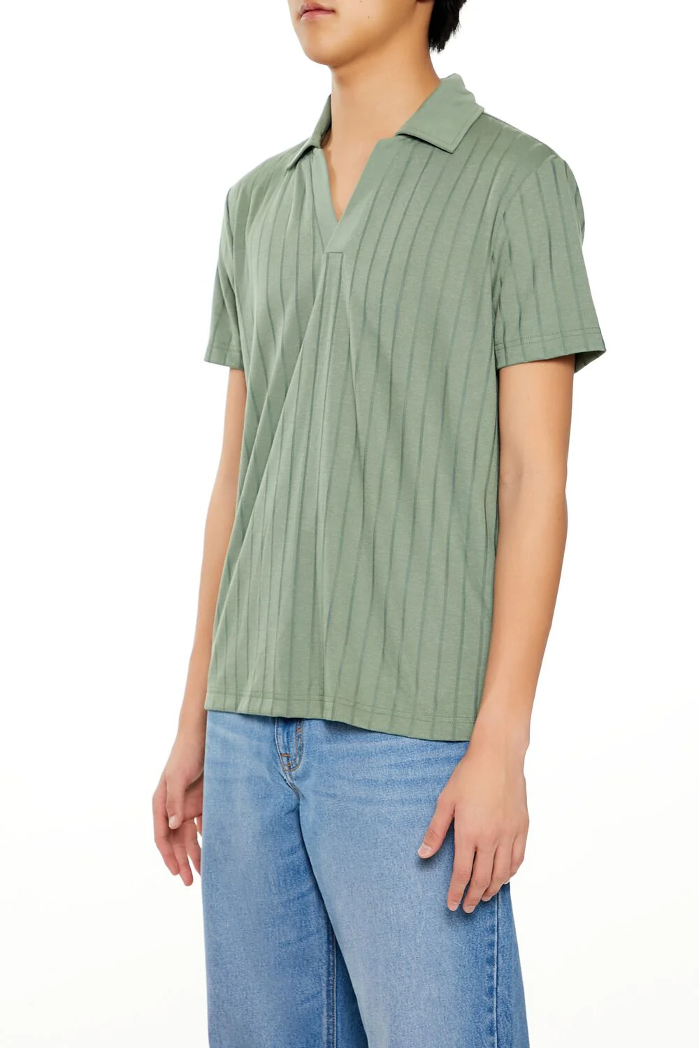 Striped Split-Neck Polo Shirt - Image 4