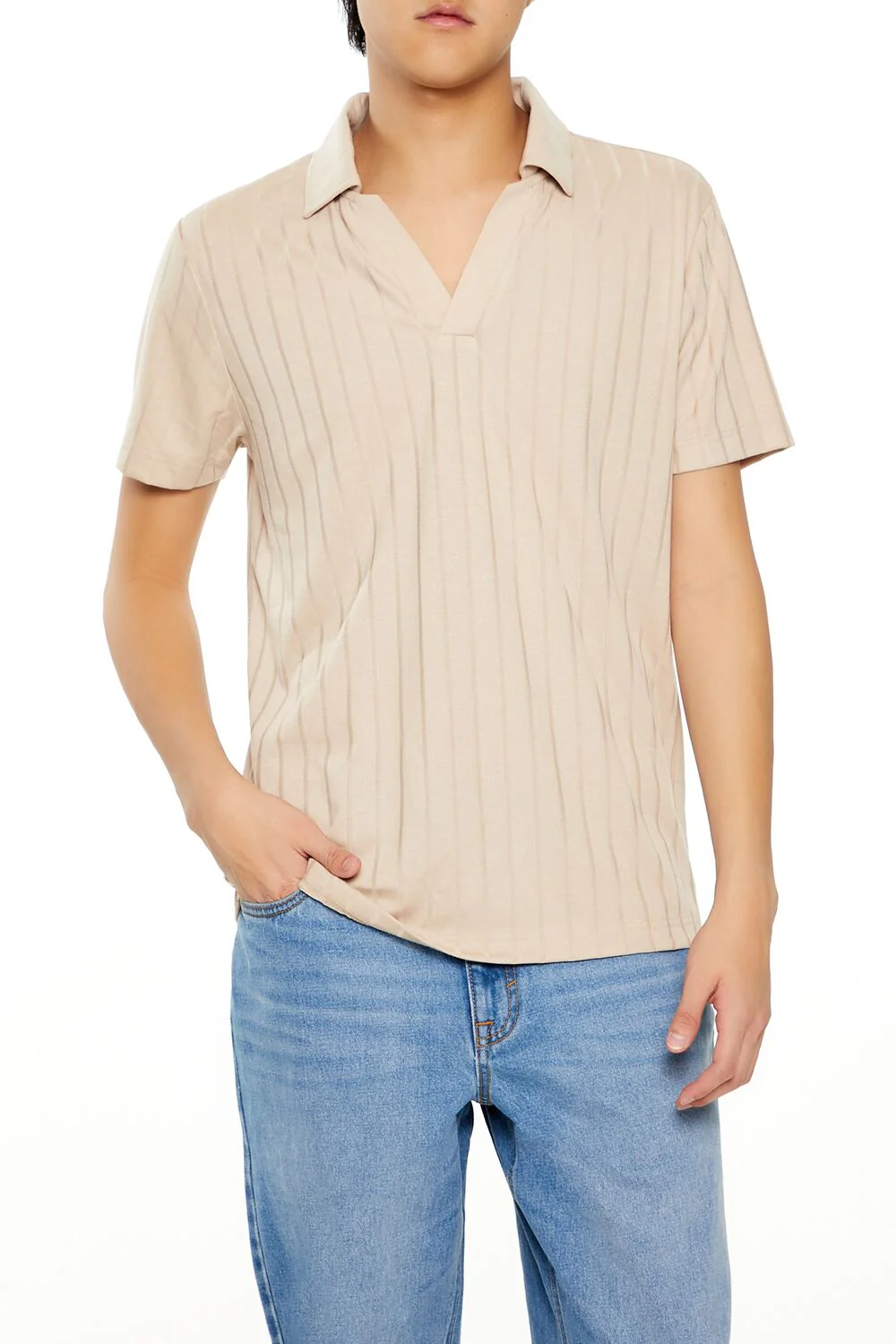 Striped Split-Neck Polo Shirt - Image 6
