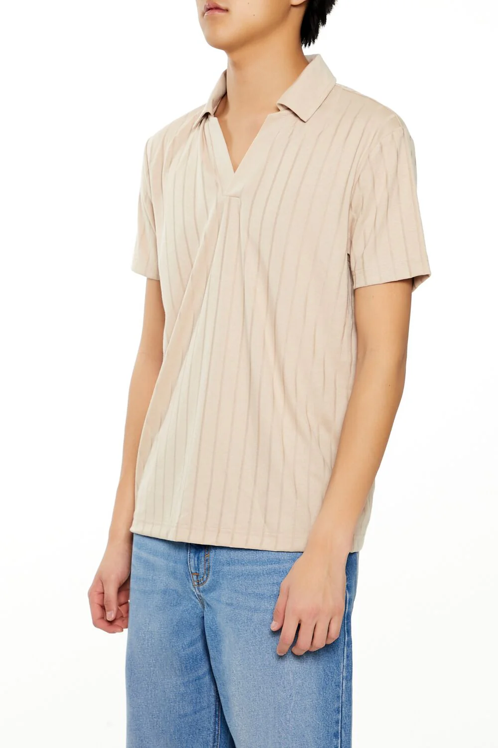 Striped Split-Neck Polo Shirt - Image 9